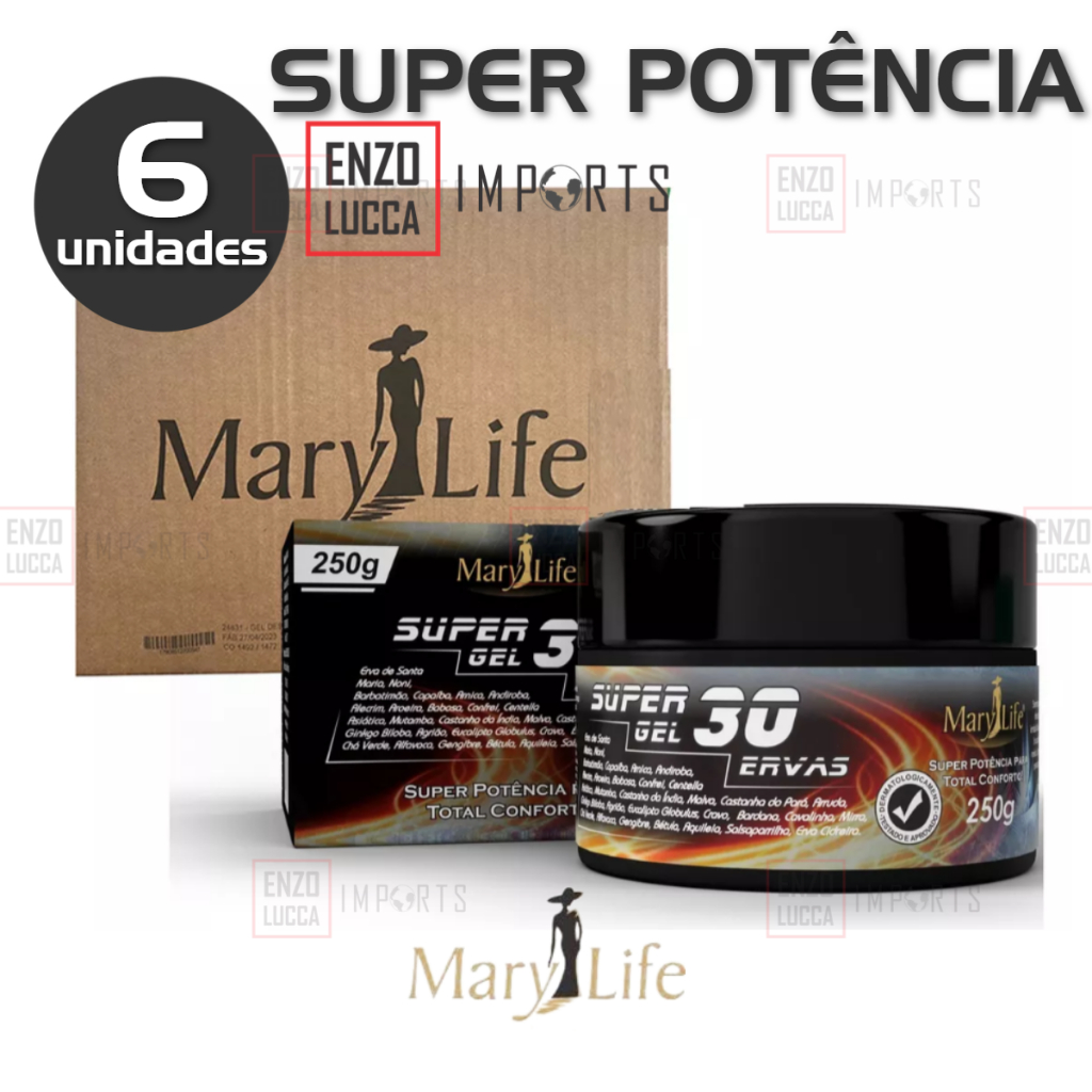 KIT 6 UNID DE SUPER GEL 30 ERVAS MARY LIFE 250G