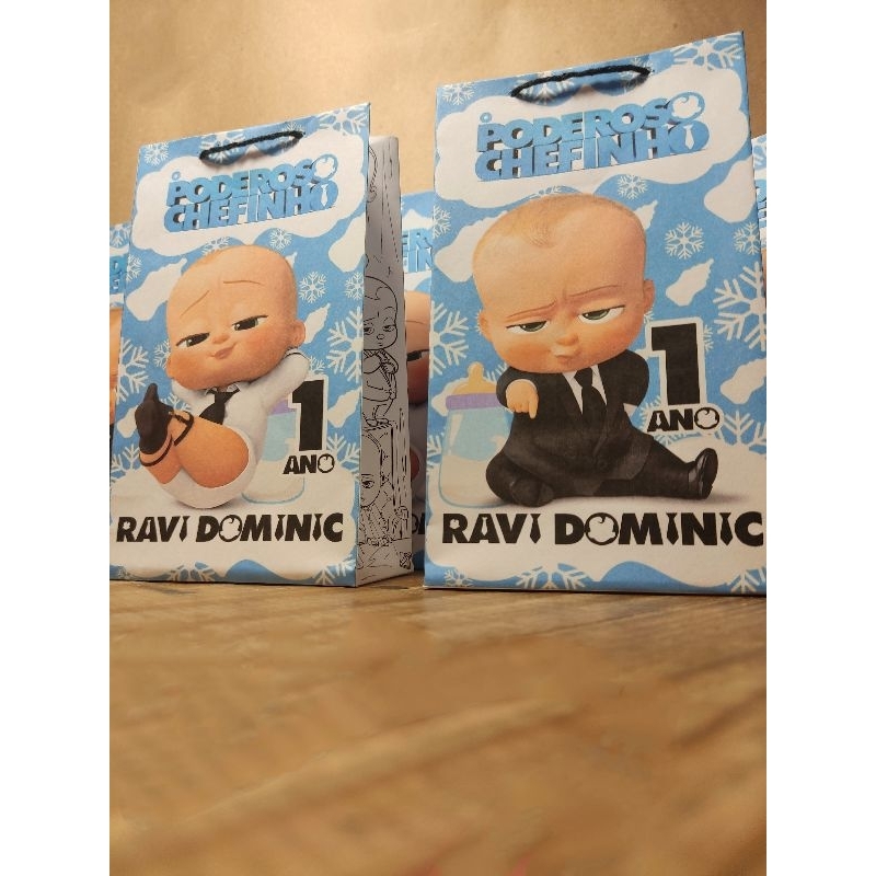 50 sacolinha aniversário personalizada poderoso chefinho