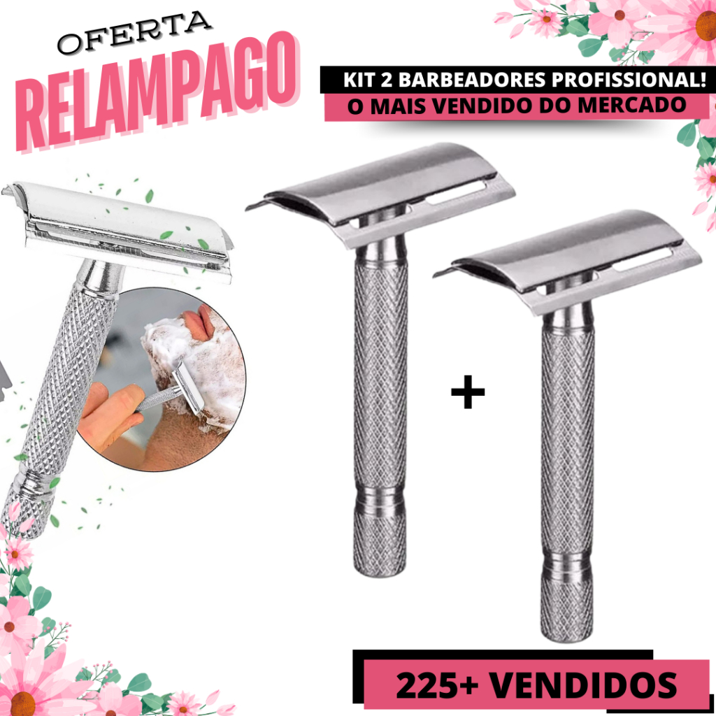 KIT 2 Aparelhos Barbeadores Aço Inox Navalhas Profissional De Barbear Articulado Clássico Retrô Antigo Para Barbeador Com Lâmina Afiado Aparelho Barbeador Manual De Metal Estilo Retrô Com Lâmina