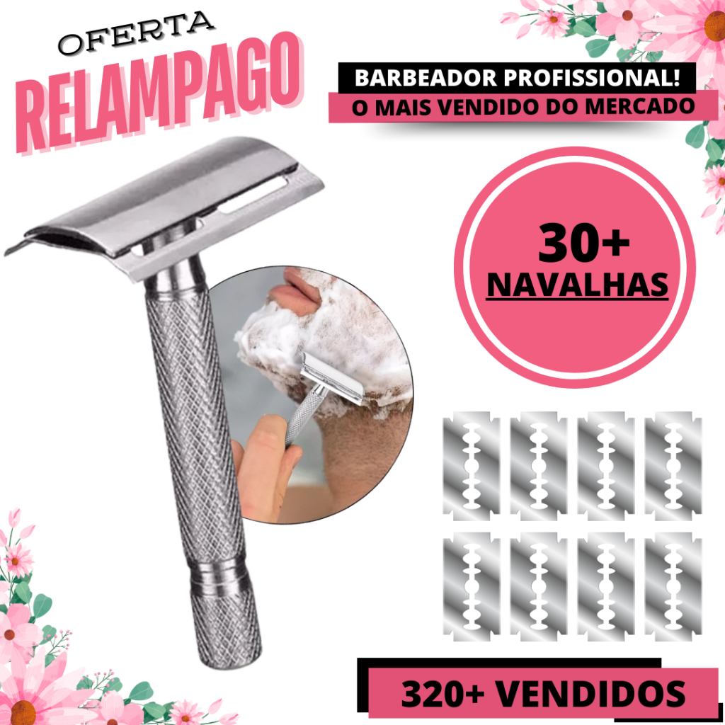 OFERTA Aparelho Barbeador Aço Inox Profissional De Barbear + 30 laminas Articulado Clássico Retrô Antigo Para Barbeador Com Lâmina Afiado Aparelho Barbeador Manual De Metal Estilo Retrô Com Lâmina