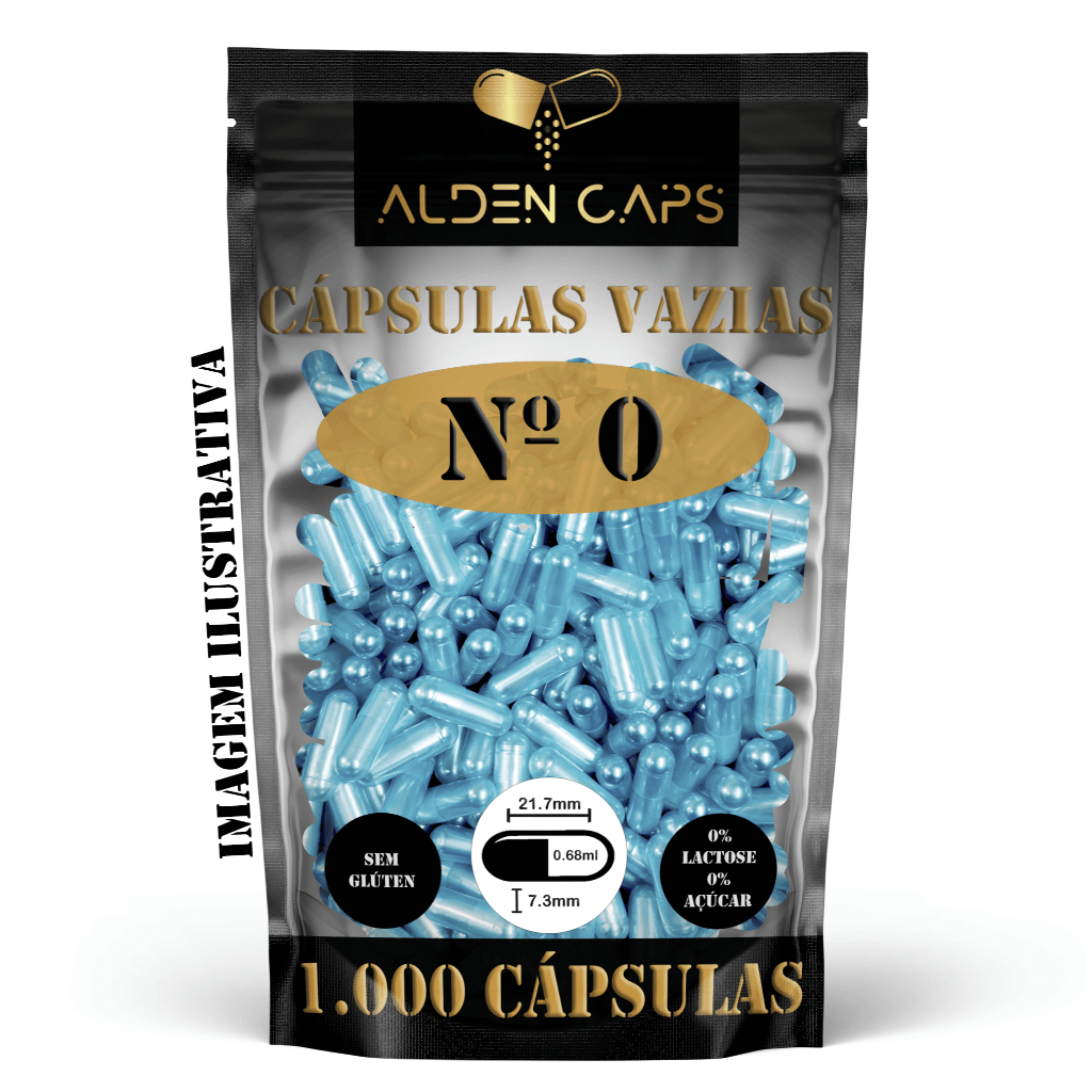 1.000 Cápsulas Vazias de Gelatina Azul - Vários Tons Nº 0 (500mg)
