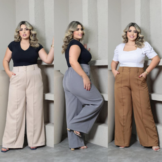 Calça Pantalona Plus  Cize Tecido Alfiataria DO GG  AO  G3 é G4 em Oferta na Shopee