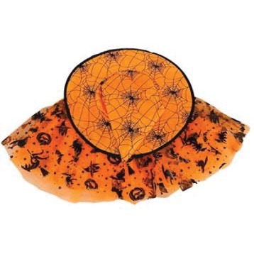 Kit Chapéu de Bruxa com Saia Tule Variação de Cor Laranja e Roxo Fantasia Halloween Infantil