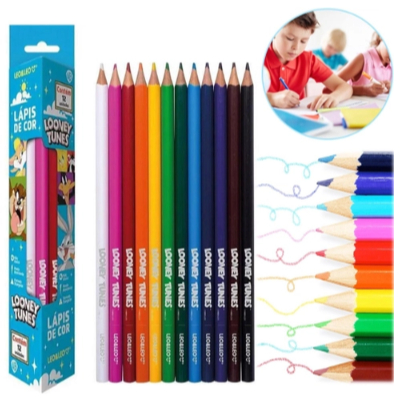 Lapis De Cor 12 Cores Triangular Looney Tunes Premium em Oferta na Shopee