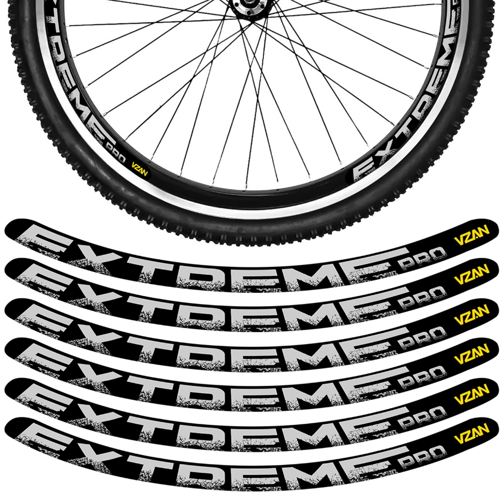 Kit 12 Adesivos Roda Bike Extreme Pro Vzan Freio Vbrake Bicicleta Ciclismo Aro 24 26 29