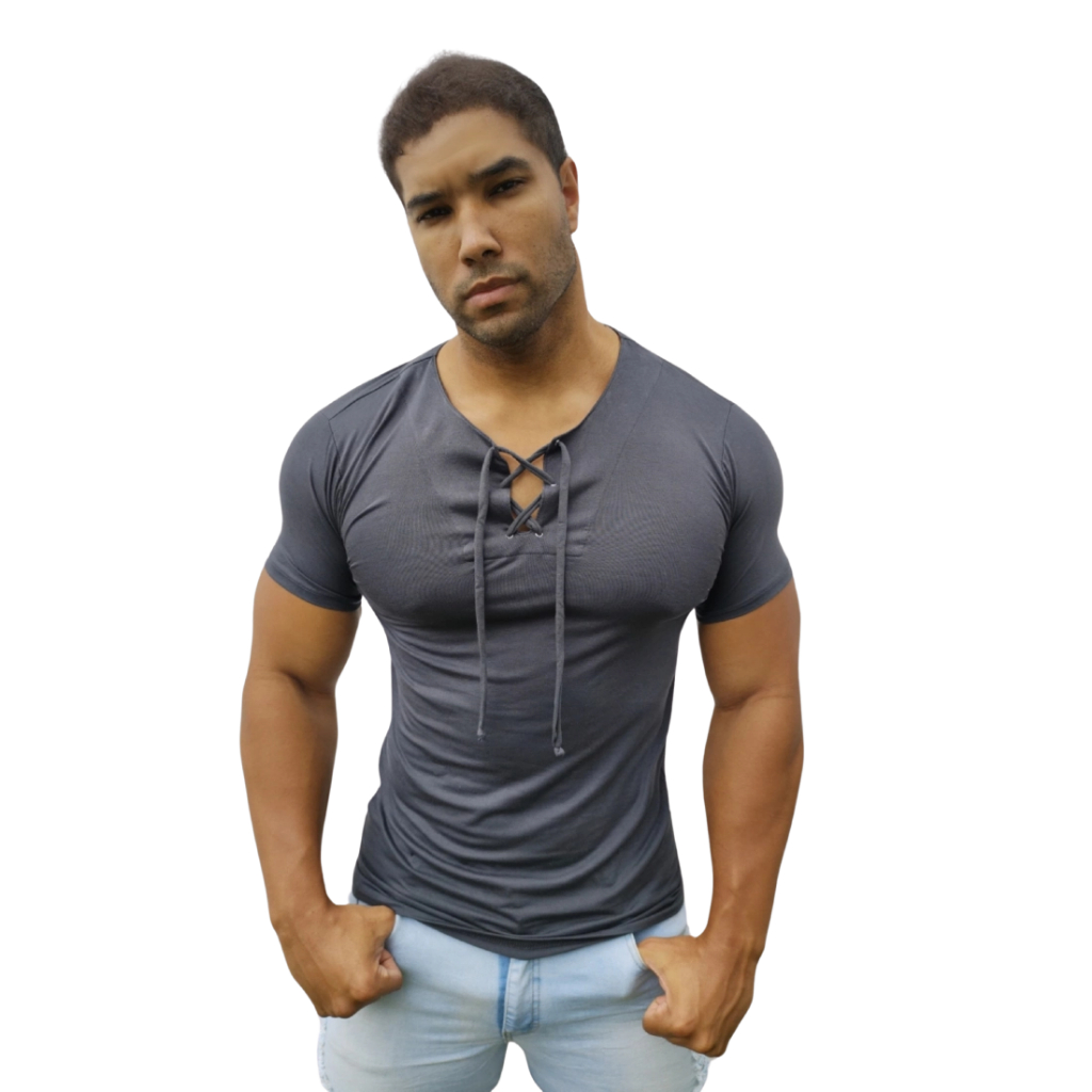 Camiseta Masculina Estilo Bata Manga Curta