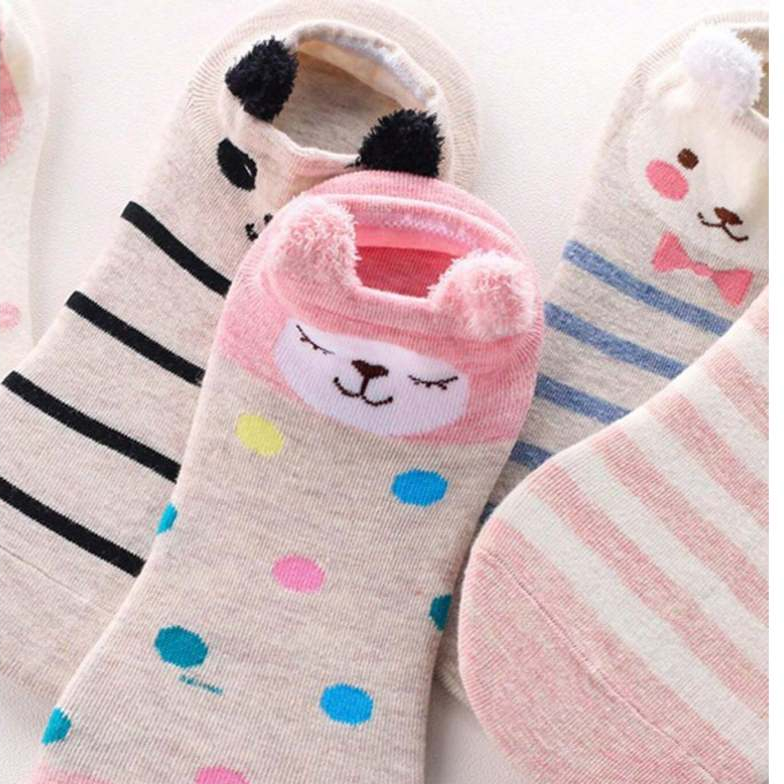 Kit 3 ou 6 Pares Meia Sapatilha Cano Curto Infantil Algodão Bichinhos em Oferta na Shopee