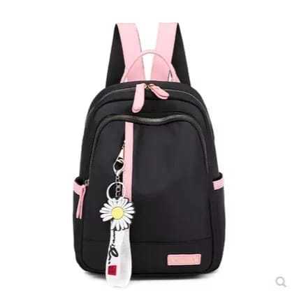 ASAYONG Mochila Feminina Casual Impermeável De Nylon com Acessório de florzinha