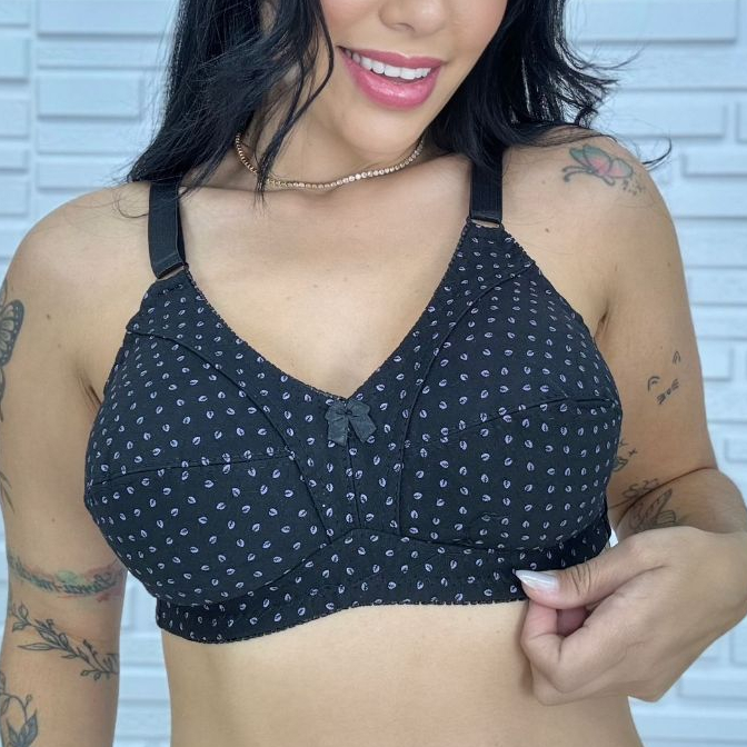 Kit 2 Sutiã Estampado Reforçado Plus Size Alta Sustentação Algodão Conforto Moda Feminina em Oferta na Shopee