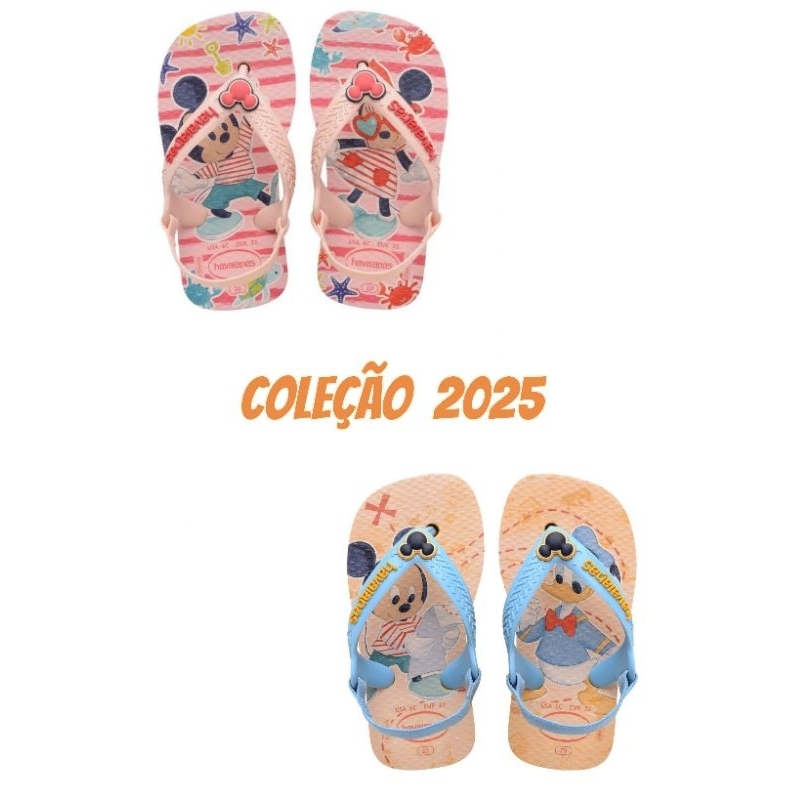 Chinelo Sandália De Bebê Havaianas C/ Elástico Mickey Minnie Menino Menina - Havaianas Baby