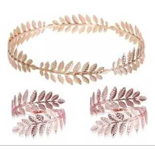 Kit Deusa Grega Tiara Redonda Folhas Finas e  Bracelete em Oferta na Shopee