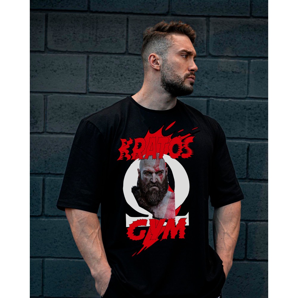 Camiseta Oversized Camisa Kratos Gym Style Confortavel Academia Treino Musculação Premium Personagem
