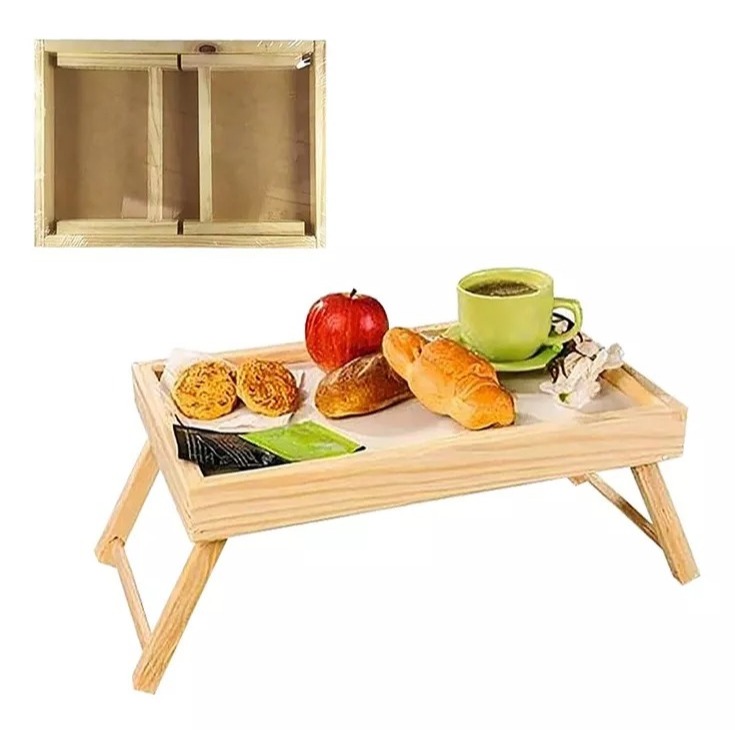 Bandeja Mesa De Cafe Com Pezinhos Para Café Da Manhã na Cama e Sofá - Mad Lar