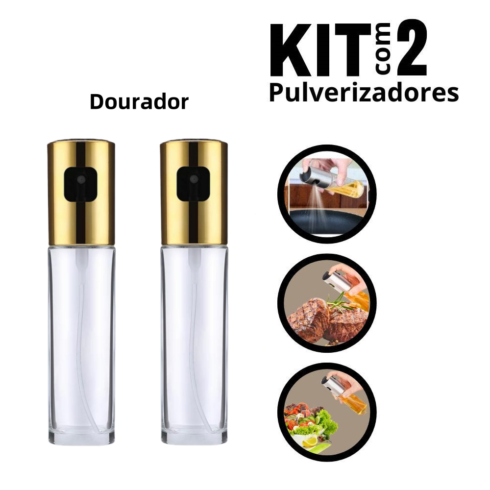 KIT 2 Spray Pulverizador Borrifador Azeite Vinagre em Vidro Cores Pradas