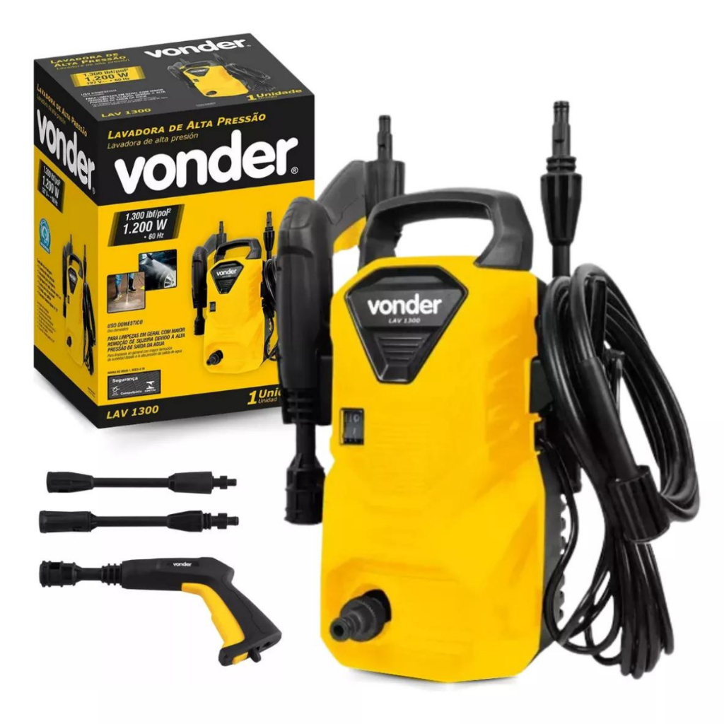 Lavadora de Alta Pressão C/ 5 Acessórios Potente1200W Porta Detergente Lav1300 Vonder Oferta Premium