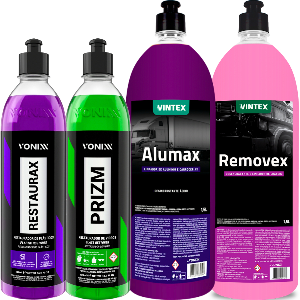 Kit Removex Alumax Limpa Chassi Restaurax Renovador Plástico Prizm Chuva Ácida Vonixx - Spare Parts and Accessories for Vehicles