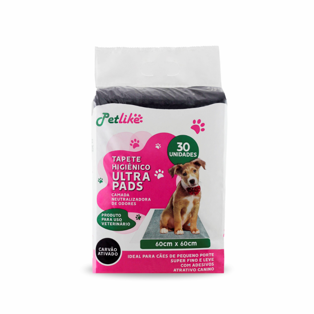 Tapete higiênico pet cachorro antiodor PetLike carvão ativado 60x60 30 unidades