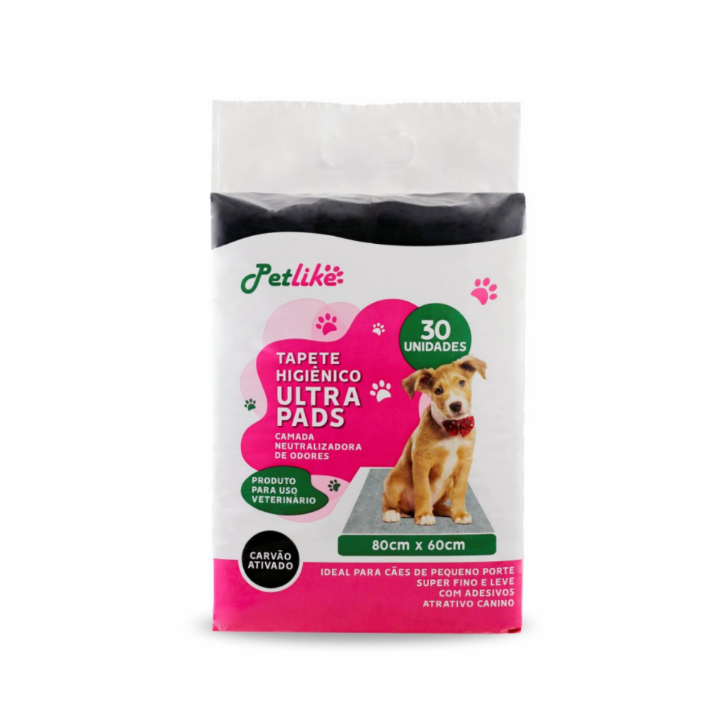 Tapete higiênico para cães com carvão ativado inibidor de odores 80x60 30 unidades