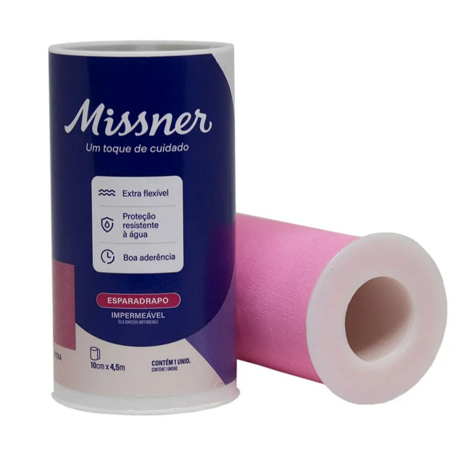 Esparadrapo Impermeável Rosa 10cm x 4,5m - Missner em Oferta na Shopee