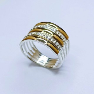 ANEL EM PRATA 950 FIO DE OURO
