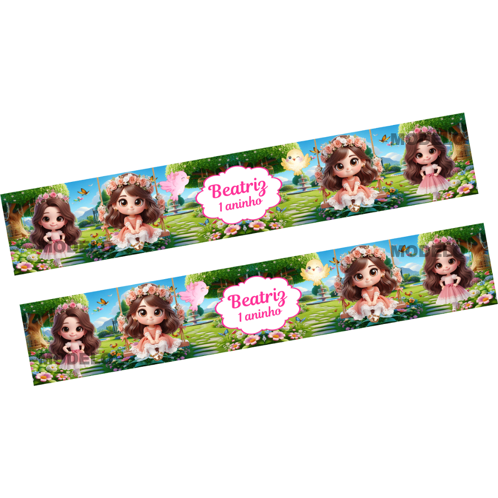 14 Adesivos Nutella Jardim Encantado Passarinho Menina - Etiqueta - Rótulo Personalizado