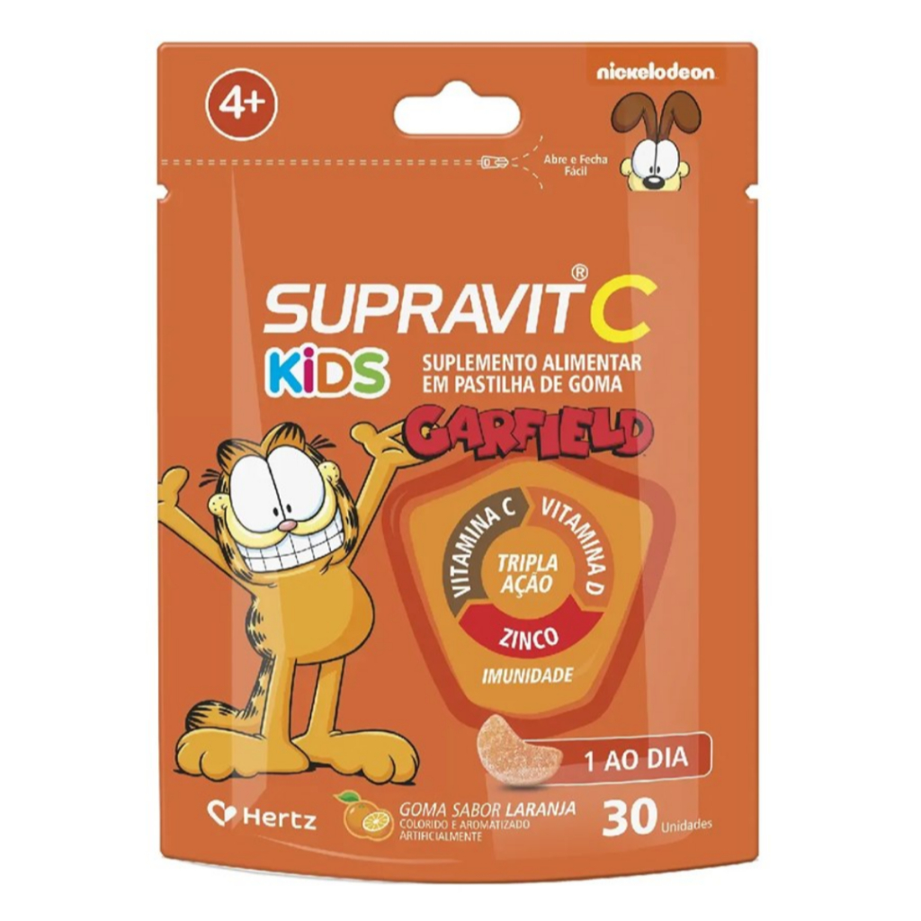 Kit 3 Supravit C Kids Tripla Ação C D Zinco Laranja com 30 gomas