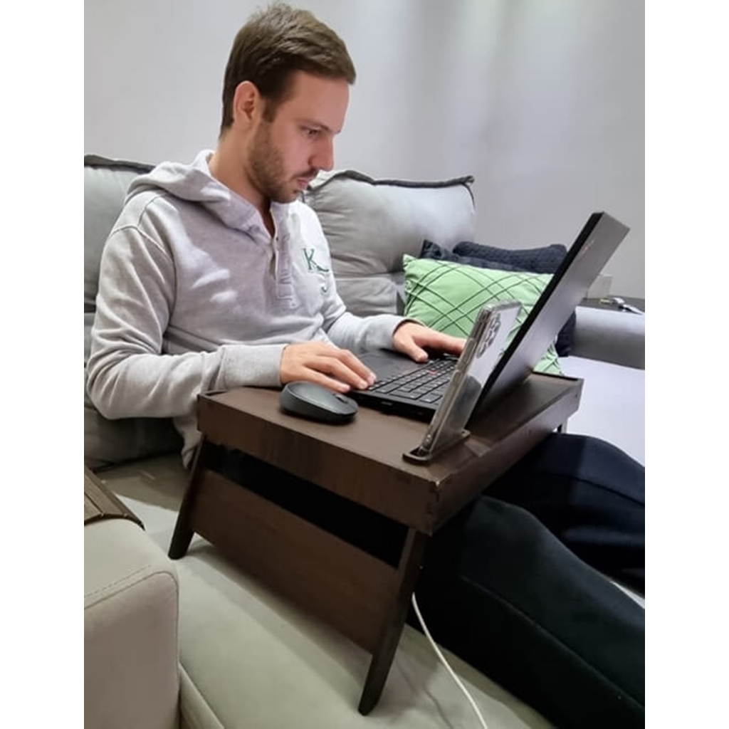 Mesa Para Notebook Laptop Apoio Cama Sofá Com Suporte Para Celular em Oferta na Shopee