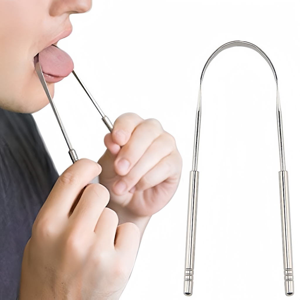 Limpador Raspador De Língua Em Aço Inox Para Higiene Bucal