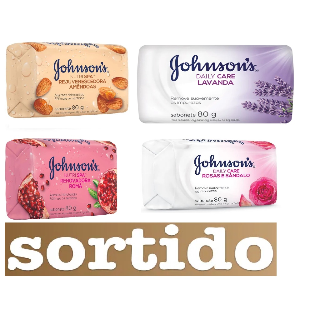 Kit 12un Sabonete em Barra Johnson's Sortidos 80g