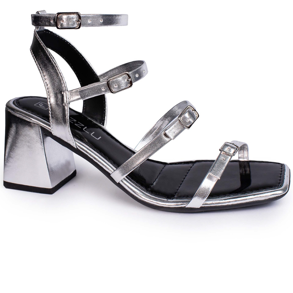 Sandália Feminina Salto Baixo Quadrado Bloco Grosso Confortável em Oferta na Shopee