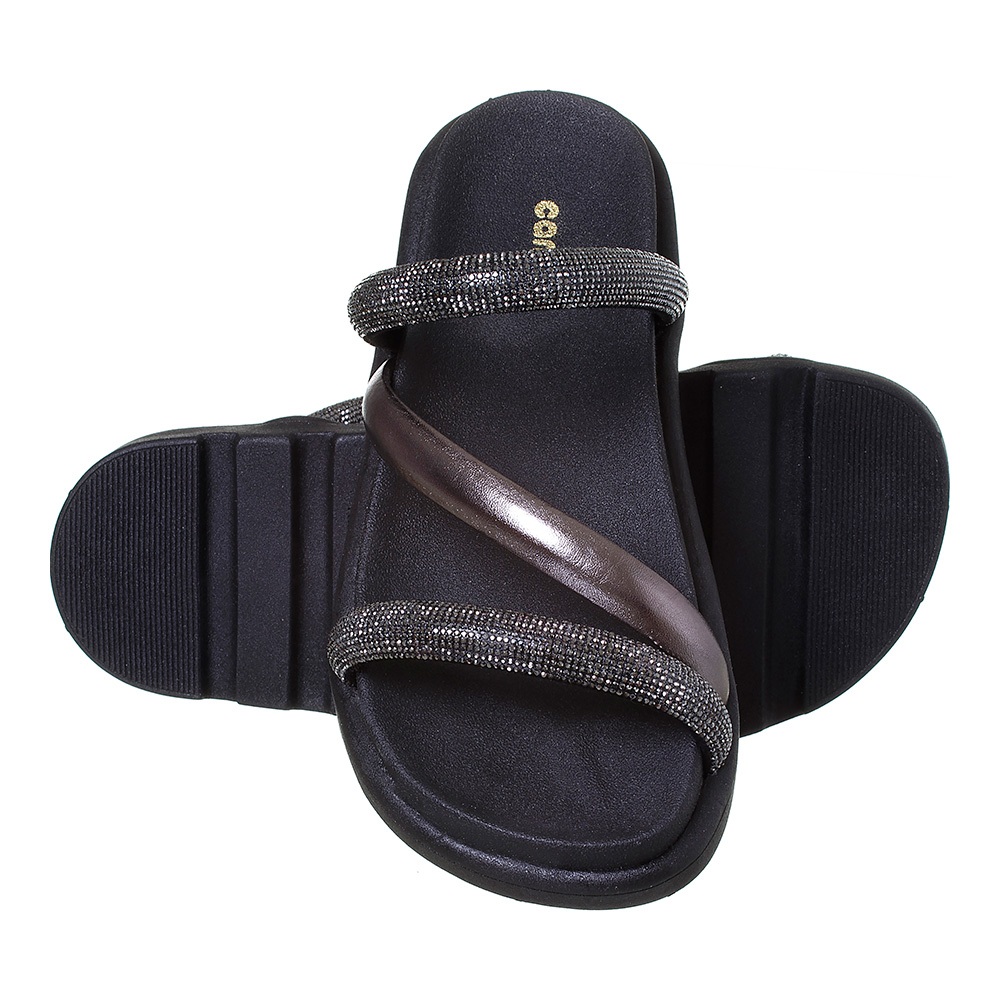 Sandália Birken Mãe e Filha Chinelo Feminino Flat Brilho Strass Moda Camin · foto 2