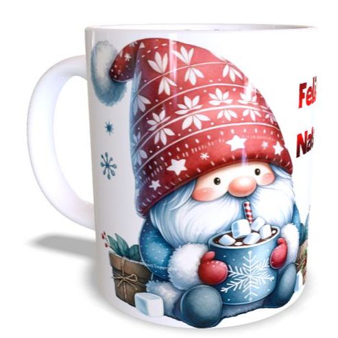 Caneca Porcelana Feliz Natal Duende  Papai Noel / Noite de Natal / Merry Christmas / Santa Claus