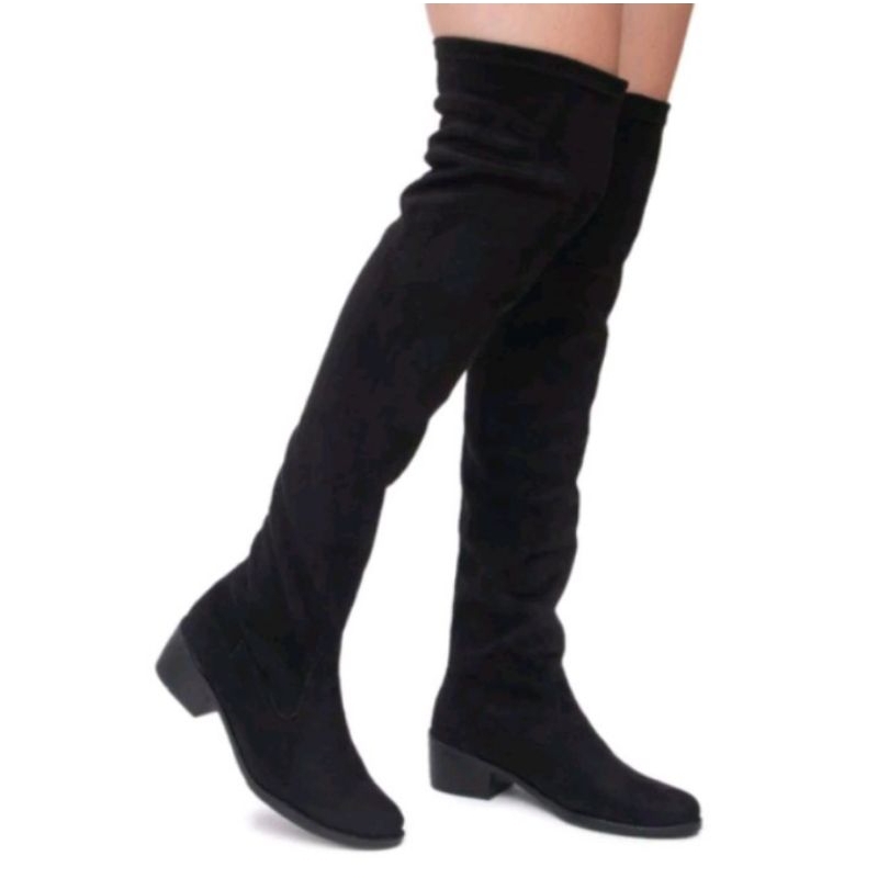 Bota Feminina Montaria Over The Knee Camurça Confortável e Estilosa