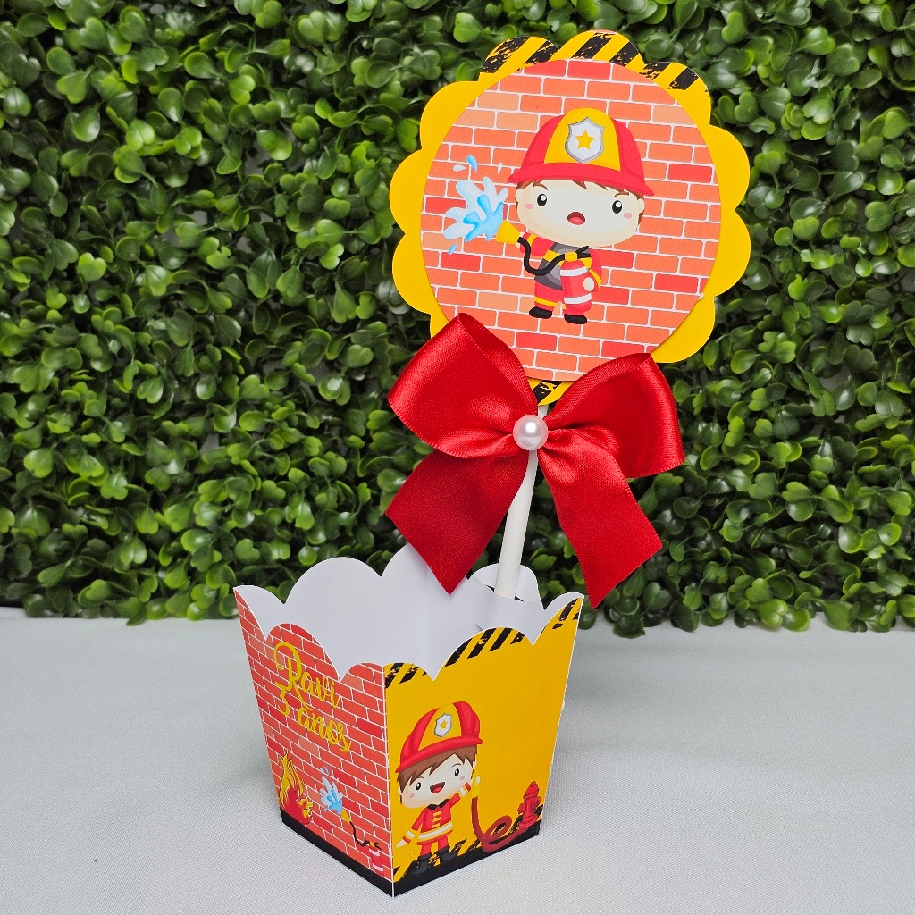 Centro de Mesa Cachepot BOMBEIROS - Festa Infantil - Aniversario - Kit festa - Lembrancinha