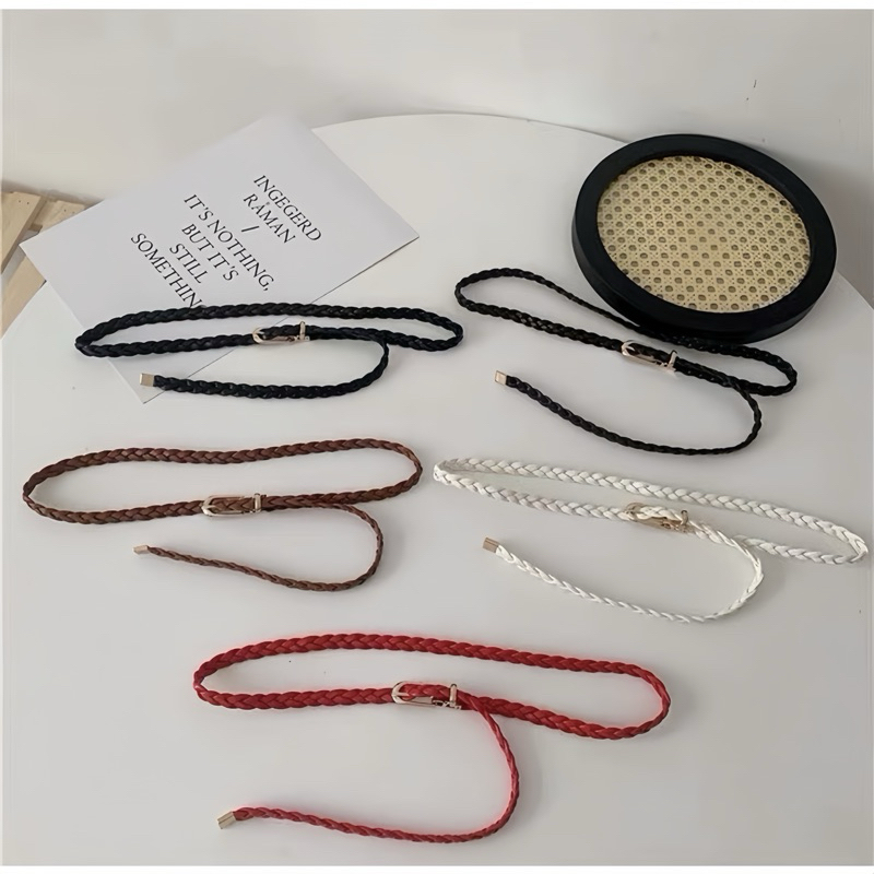 1 pç Cinto trançado feminino /couro sintético /lançamento /cinto fino em Oferta na Shopee