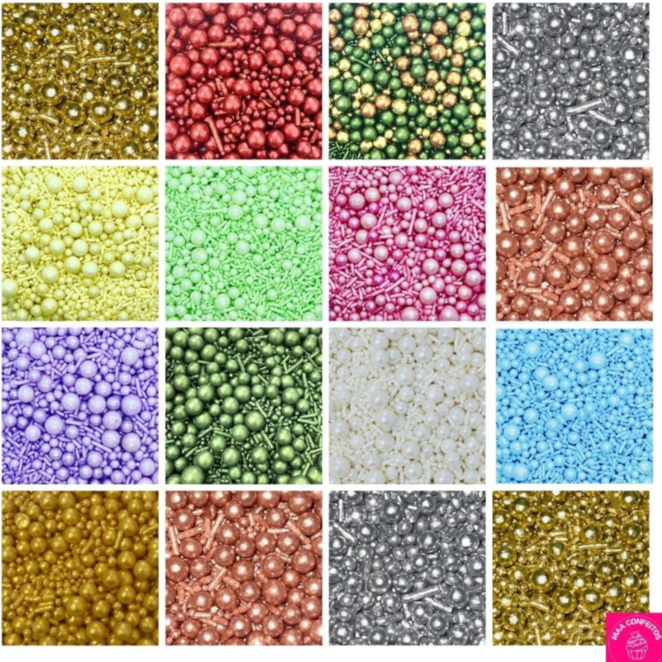 Confeitos de Açúcar Artesanais 100% Comestíveis Sprinkles Brilhantes Perolados 50g Diversas Opções em Oferta na Shopee