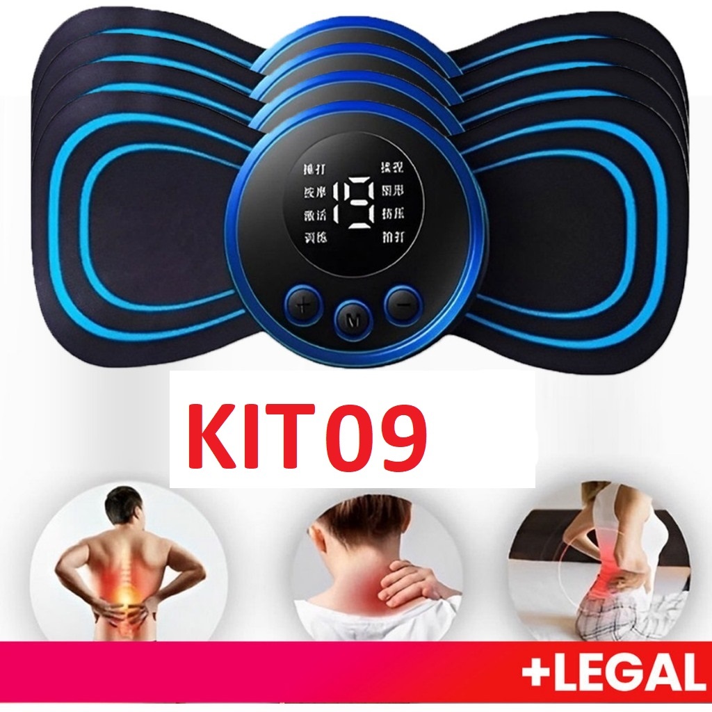 KIT Mini Massageador Estimulador Elétrico De Pescoço Portátil Para Alívio Da Dor Muscular Cervical