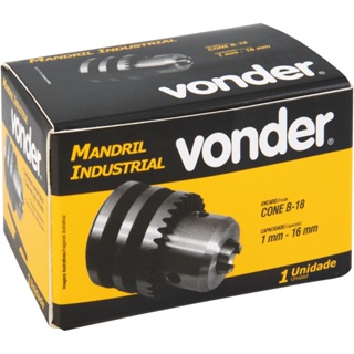 Mandril com chave de 1,0 mm - 16,0 mm, cone B18 industrial - Vonder em Oferta na Shopee