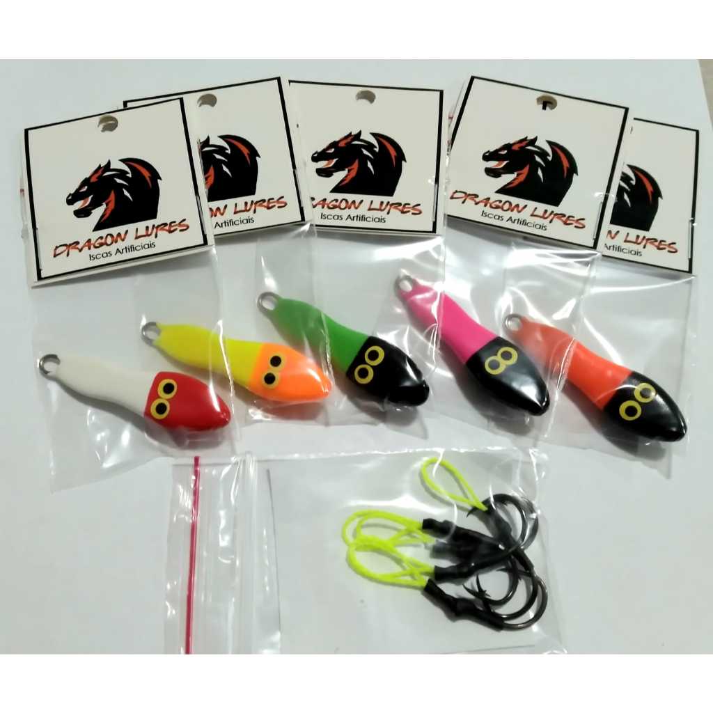 Kit Jumping Jig Sapinho 20 G c/ suporte hook - 5 unidades Robalo - Corvina