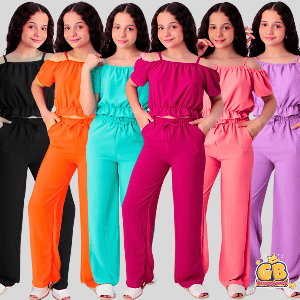 Conjunto Infantil Menina Duna Blusa + Calça Pantalona Juvenil Verão - Diversas Cores em Oferta na Shopee