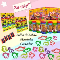 Kit 25 Caixas Massinha de Modelar + 25 Bolha de Sabao + 25 Forminha de Modelar Lembrancinha Infantil