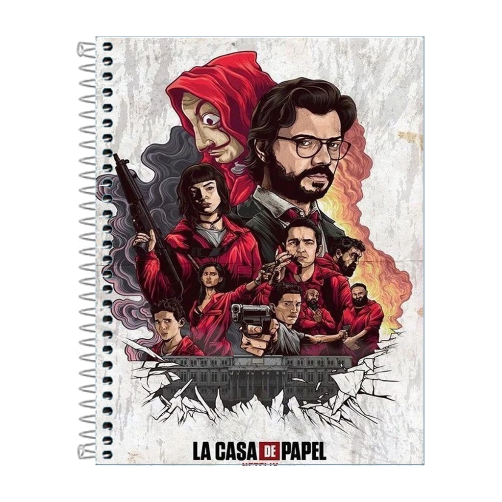 Caderno La Casa De Papel Escolar 1,10 ou 20 matérias. em Oferta na Shopee