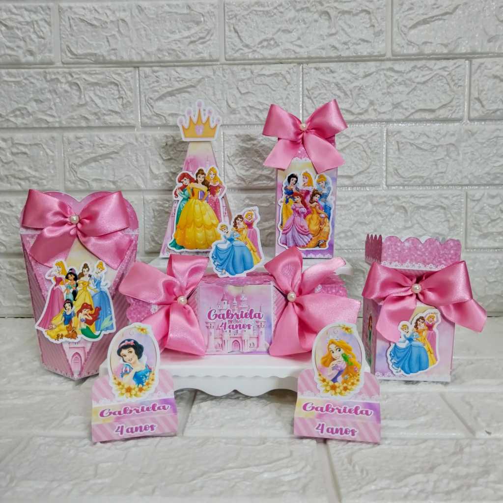 PEGUE E MONTE - Kit Festa Personalizado As Princesas Disney Lembrancinhas Caixinhas para festa