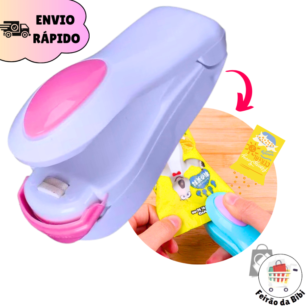 Mini Selador de Embalagens Cereais Salgadinhos Bolachas Selar Pacotes