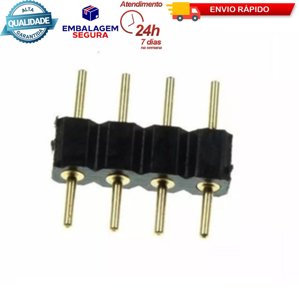 Conector Emenda Rgb 4 Vias Macho X Macho P/ Fita Led Ou Cabo Aranha