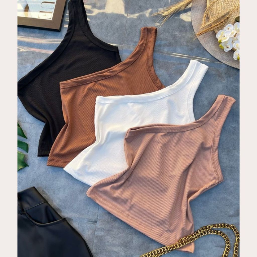 Kit 2 Blusas Feminina Nula Manga Ribana Canelada Algodão Mula Manca Ombro Só Básica Social...