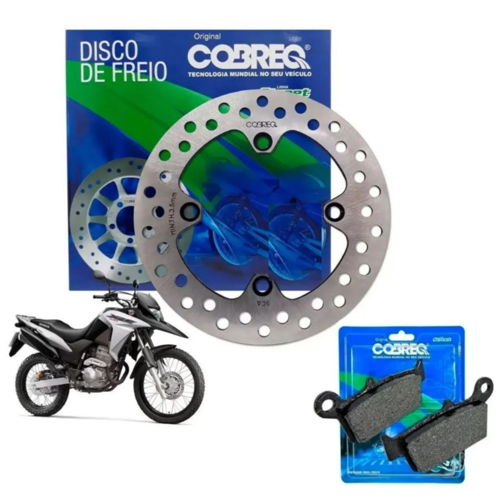 Disco Freio Traseiro + Pastilha XRE 300 S/ABS 2009 2010 2011 2012 2013 2014 2015 2016 2017 Cobreq