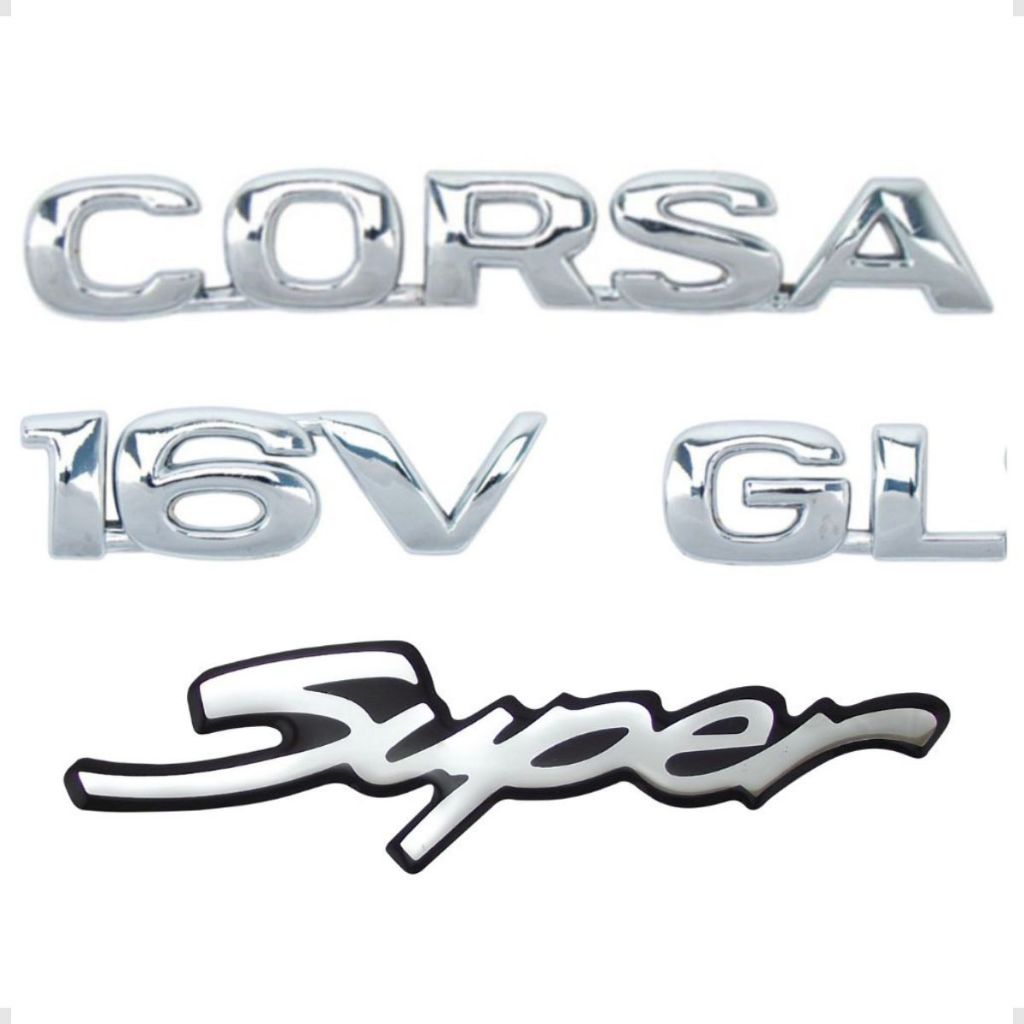 EMBLEMAS CORSA 16V GL E ADESIVO SUPER TRASEIRO 1996 1997 1998 1999 2000 2001