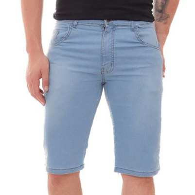 Bermuda Jeans Masculina Elastano Com Laycra Tradicional