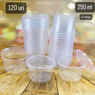 KIT 24~120 POTES REDONDOS PARA BOLO/ALIMENTOS 250 ML FREEZER E MICROONDAS (MEOPACK) em Oferta na Shopee